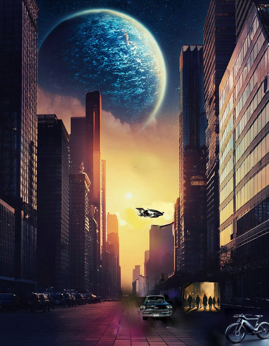 Alien Planet in Urban Sky